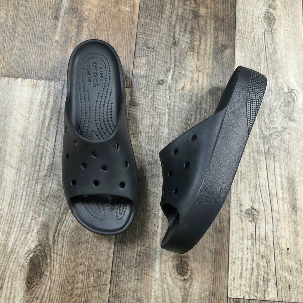 Crocs Women's Platform Slide Sandals Black Womens 10